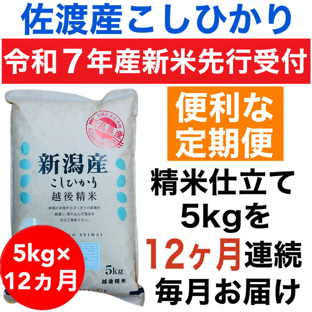【ふるさと納税】【令和7年度産新米・定期便予約】佐渡産コシヒカリ 5kg(精米)　全12回 | お米 こめ 白米 食品 人気 おすすめ 送料無料