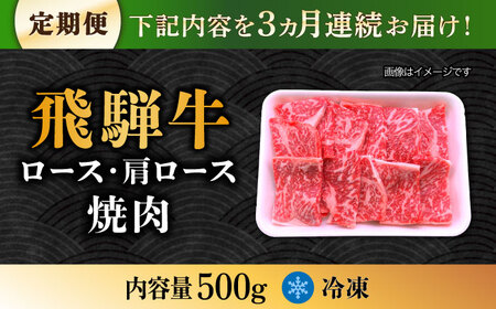 【3回定期便】 飛騨牛 焼肉用 ロース・肩ロース 500g A5等級 [TAZ031] ロース 定期便