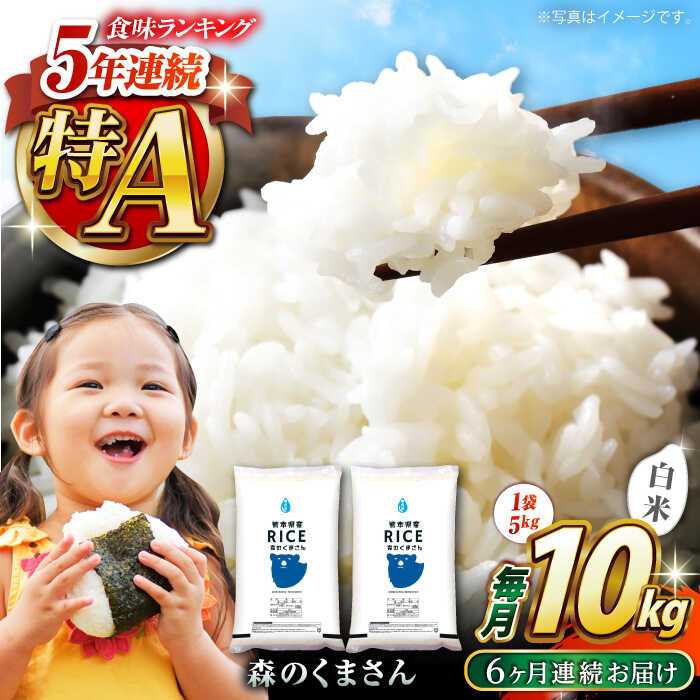 【ふるさと納税】《 新米先行予約 》【全6回定期便】2025年10月より順次発送 森のくまさん 白米 10kg(5kg×2袋)【有限会社 農産ベストパートナー】[ZBP056]　白米 米 おすすめ 人気 ご飯 こめ ごはん 送料無料