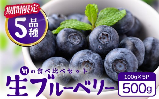 
                  【期間限定】南大隅産 (生) ブルーベリー 食べ比べセット  (5品種を1パックずつ)  100g×5P BO-2｜ ブルーベリー 生 大粒 小分け 旬 産地直送 果物 フルーツ くだもの 新鮮 農園 冷蔵  鹿児島県 南大隅町 本土最南端からお届けします！
                
