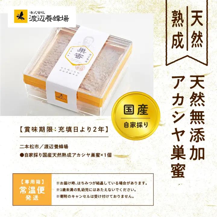 自家採り国産 天然熟成アカシヤ巣蜜  | ハチミツ 蜂蜜 【株式会社渡辺養蜂場】