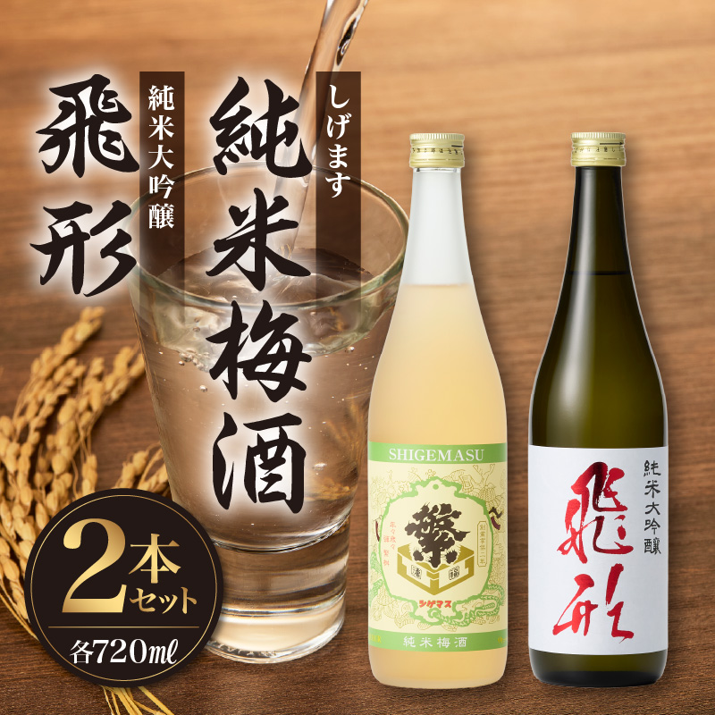 ＜純米大吟醸＞飛形＜しげます＞純米梅酒 720mlセット しげます 純米大吟醸 飛形 純米梅酒 吟のさと 槽搾り ギフト 地酒 日本酒 梅酒 立花町 福岡 八女