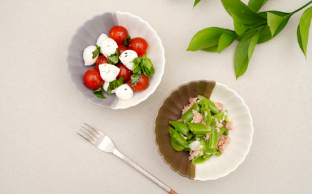 【波佐見焼】花しのぎ 小鉢 ペア ハーフカラー 栗・グレー【団陶器】[PB184]