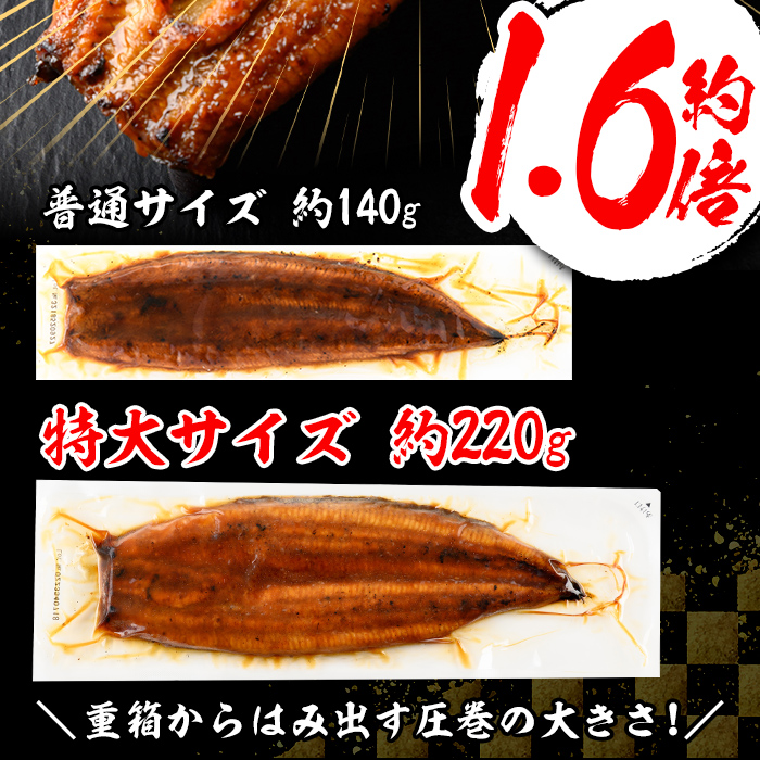 s737 【隔月・定期便6回】＼特大サイズ／ 鹿児島県産 鰻蒲焼真空セット！(計約6.6kg・約220g×5尾×6回) タレ・山椒付！ 鹿児島 九州産 国産 うなぎ ウナギ 鰻 土用の丑の日 蒲焼き 