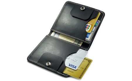 キャッシュレス時代の胸ポケットに入る多機能薄型コンパクトウォレット（マネークリップ付き）　バンナイズ オイル シュリンク レザー 本革 財布 コンパクト ファッション 小物 アクセサリー  ビンテージ