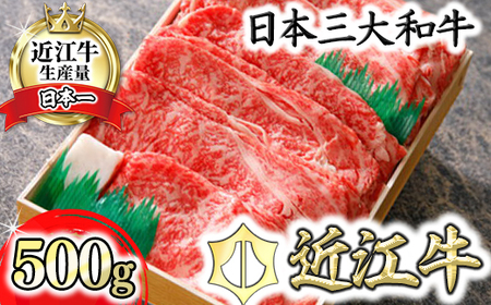 【4等級以上】極上近江牛すきしゃぶ用（ロース・肩ロース）【 500g】【AG03U】(近江牛 すき焼き しゃぶしゃぶ 滋賀県産 ブランド和牛 牛 ギフト用 大人気 最高品質 黒毛和牛 ふるさと納税 )