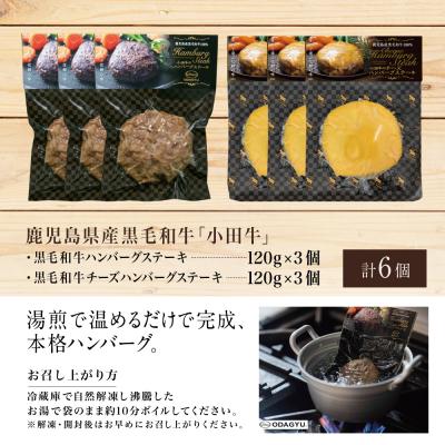 ふるさと納税 南さつま市 【プレミアムブランド】鹿児島県産黒毛和牛「小田牛」 牛肉100% 2種類のハンバーグステーキ 計6個 |  | 02