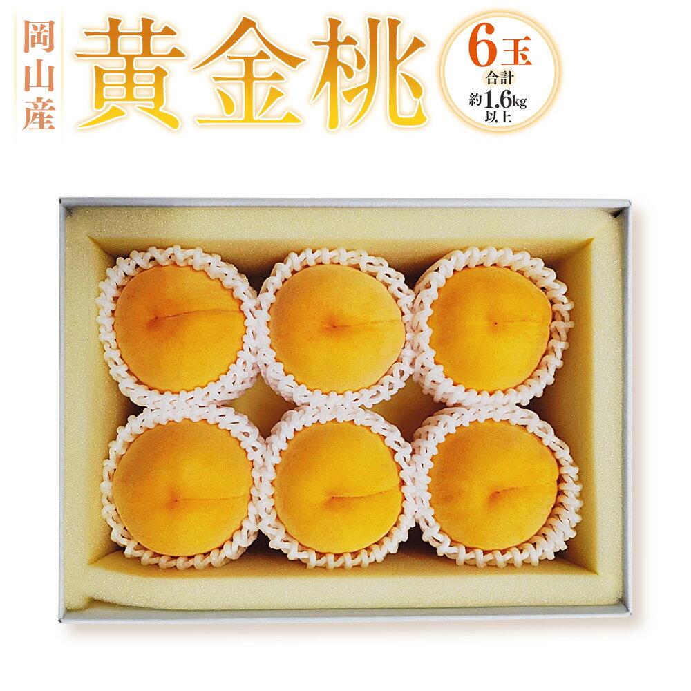 【ふるさと納税】岡山産 黄金桃 6玉（1.6kg以上） 化粧箱入り 桃 もも モモ 果物 くだもの フルーツ 高糖度 お取り寄せ 国産 岡山県 奈義町 送料無料 【2025年8月下旬～9月上旬迄発送予定】