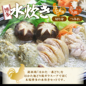 【博多鍋セット3】博多の「人気2大鍋」のセット「九州味噌もつ鍋」と「博多水炊き(切り身)」4～6人前 KBC1306