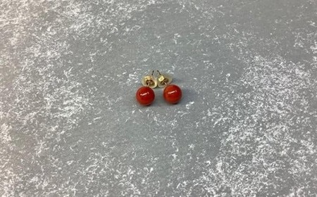 【珊瑚】ピアス 赤玉珊瑚 K18G