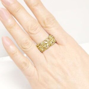 K18イエローゴールド「大きめサイズ」幅広地金リング【 34159-2】