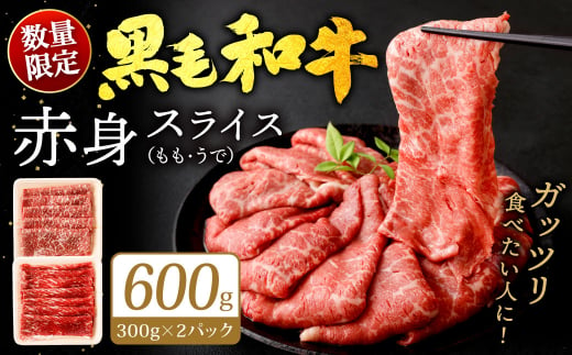 九州産 黒毛和牛 赤身スライス (もも・うで) 600g (300g×2パック) 【2024年12月発送】お肉 牛肉 国産牛 和牛 冷凍 小分け