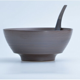 有田焼 まるぶん 究極のラーメン鉢 錆千段・錆象嵌ペアセット（レンゲ付） A35-172_イメージ4