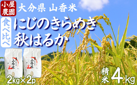 
            【 新米 先行予約 】小屋農園の米 4kg 食べ比べ（精米：にじのきらめき・秋はるか）＜159-018＞
          
