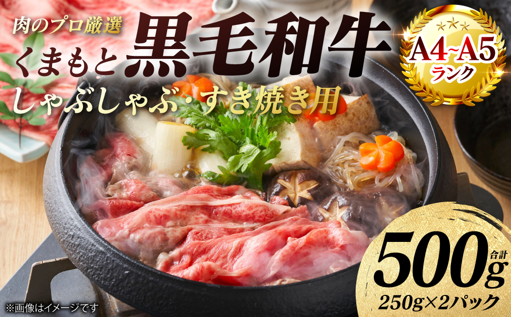 【A4～A5ランク】 くまもと黒毛和牛 しゃぶしゃぶ すき焼き用 （肩ロース） 500g （250g×2パック） 牛肉 お肉 ロース 黒毛和牛 冷凍 小分け おかず ギフト 熊本県 八代市
