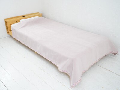 綿100%シングルサイズ毛布・ベージュピンク／花・毛布の町泉大津産 [3017]