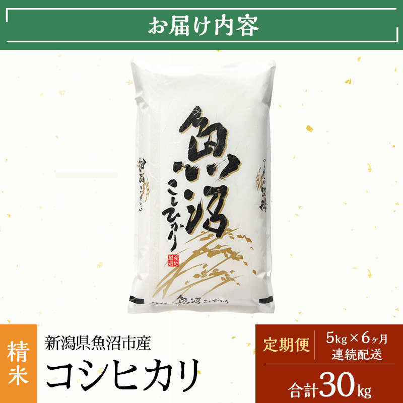 【定期便：雪国逸品 精米5kg×6ヶ月】越後魚沼郷 魚沼産コシヒカリ お米 人 自然調和 ミネラル 奇跡 自然環境 努カ 香り つや 粘り 極上