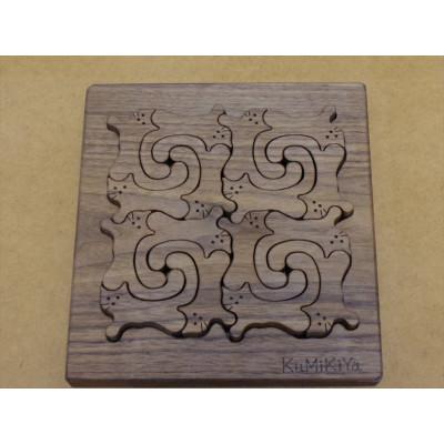 ふるさと納税 豊中市 猫の組み積み木　ウォルナット