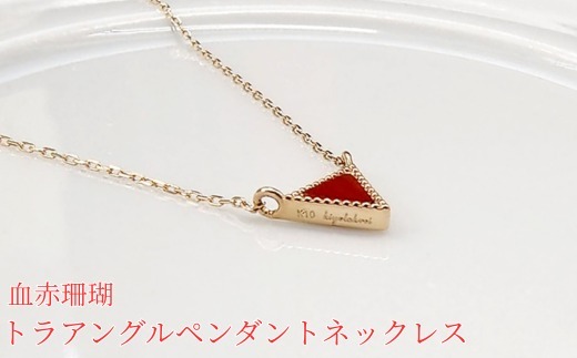 珊瑚 血赤珊瑚 トライアングル ペンダント ネックレス K10 イエローゴールド 天然サンゴ 一点物 アクセサリー 厄除け お守り クリスマス バレンタイン 誕生日プレゼント 記念日 ホワイトデー ジュエリー 大人可愛い ギフト さんご サンゴ 高知県室戸市