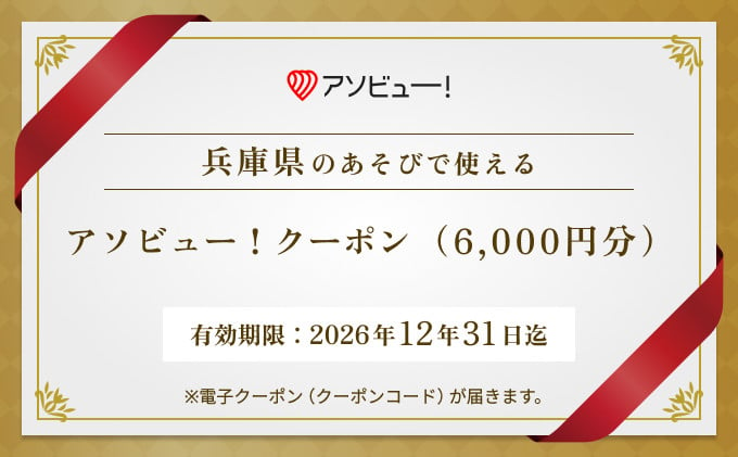 
            【兵庫県】アソビュー！ふるさと納税クーポン（6,000円分）　
          