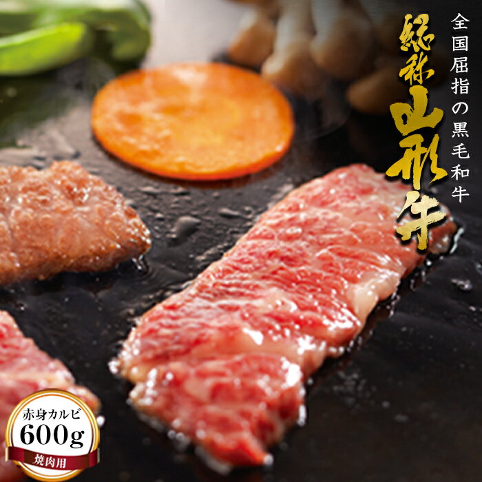 【ふるさと納税】 山形牛【焼肉用】赤身カルビ（600g） 牛肉 山形県 西川町 FYN6-174