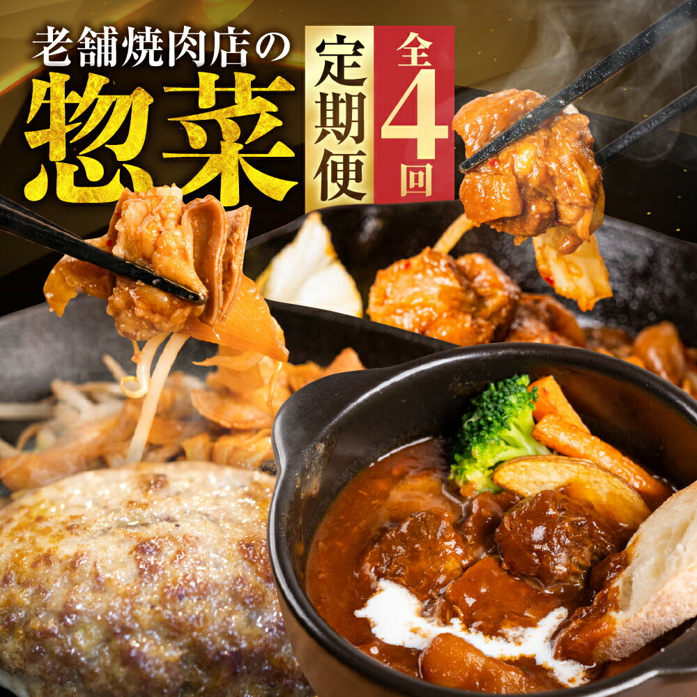 【ふるさと納税】【定期便】飛騨牛ダイニングかはんのいろいろお惣菜 全4回 冷凍 簡単調理 食品 惣菜 洋風惣菜 ハンバーグ ホルモン 牛タン 牛タンシチュー けいちゃん レトルト 弁当 煮込み レンジ おかず 85000円 毎月 ギフト 郡上市 岐阜 g0636_4