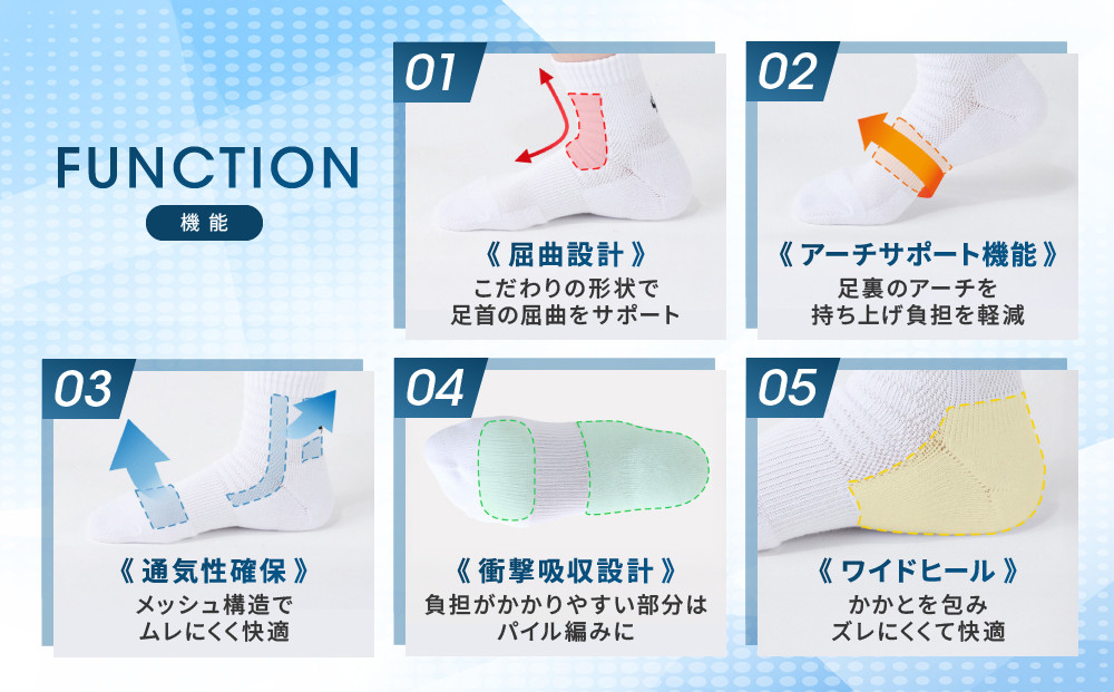 【ファイテン】スポーツソックス 丸つま先 セミロング (2足組) ブラック＜25～27cm＞｜京都 人気ブランド ソックス［ 京都 phiten スポーツ靴下 メッシュ構造 通気性 アーチサポート 足