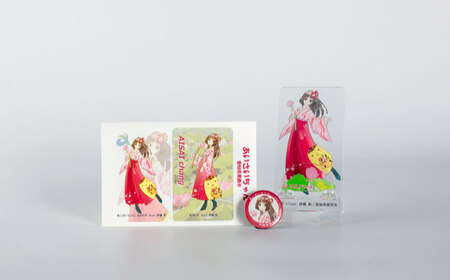 「あいさいちゃん」グッズ スタンド ステッカー 缶バッジ[AEAW001]