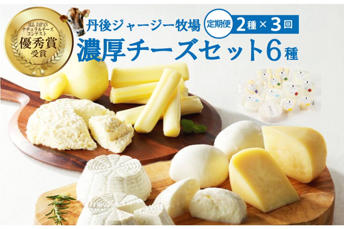 【定期便】ALL JAPAN ナチュラルチーズコンテスト優秀賞受賞／丹後ジャージー牧場の濃厚チーズセット6種（2種×3回定期便）フロマージュ・カチョカバロ・モッツァレラ・リコッタ・ストリング・ゴーダ ふるさと納税 チーズ ちーず セット 詰め合わせ お取り寄せ 生産者応援　TJ00011