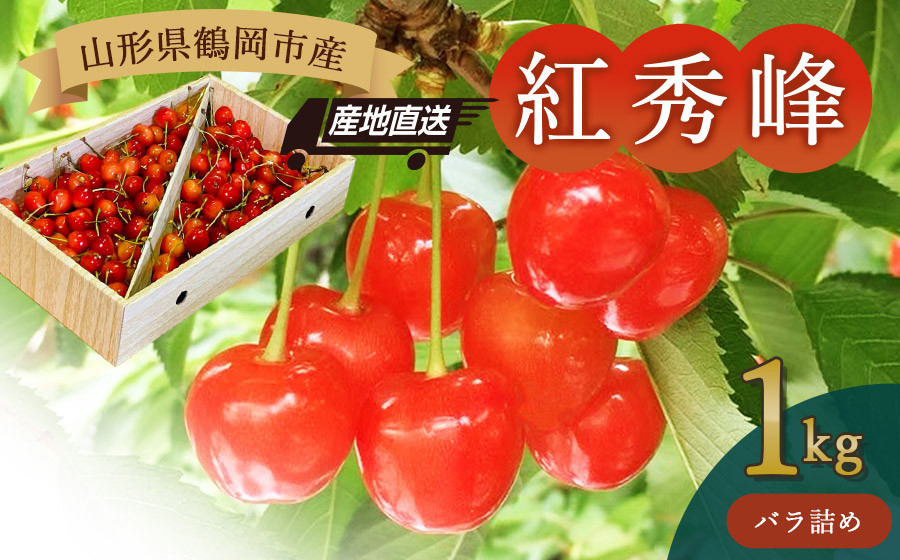 
                  【令和8年産先行予約】山形県鶴岡産さくらんぼ「紅秀峰」 バラ詰め1kg　JA庄内たがわ　K-874
                