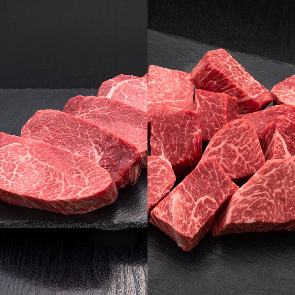 【ふるさと納税】【選べる容量】A5等級 博多和牛 ヒレステーキ 満喫Iセット 約1,600g～9,600g 訳あり 牛肉 和牛 お肉 肉 おにく にく 牛 ヒレ肉 ヒレ 厚切り ステーキ サイコロステーキ セット 九州 福岡県 福岡 ふくおか 糸田町 糸田 冷凍 送料無料