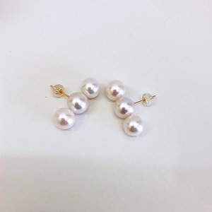 K18 アコヤ真珠 8-8.5mm ピアス 真珠 パール