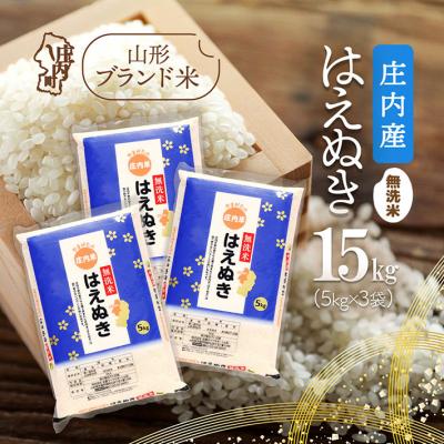 ふるさと納税 庄内町 庄内産 はえぬき無洗米 15kg 5kg×3袋 令和7年産 2025年産 ブランド米