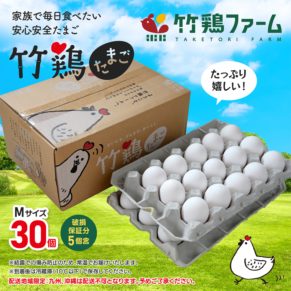 【選べる単品or定期便】＜白石蔵王育ち＞「竹鶏たまご」30個（保証5個含む）【17151】