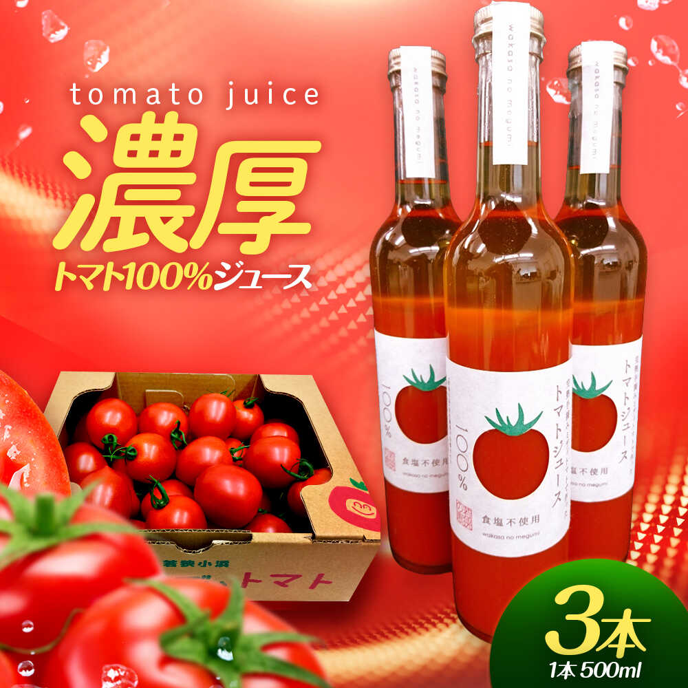【ふるさと納税】めぐみでぃトマト100%ジュース　500ml×3本　若狭の恵 小浜市 / 若狭の恵 [BFAG002]