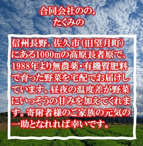 旬の野菜7種詰め合わせ『たくみのほほ笑みセット』（2026年6～12月出荷／北海道・九州・沖縄県・離島は配送不可） 旬彩 長野県 信州 おまかせ 高原  産地直送 季節  有機 栽培