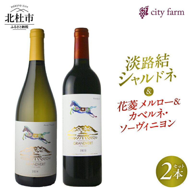【ふるさと納税】 ワイン 白ワイン 赤ワイン 750ml 2本セット アルコール度数 11.5％ 13.0％ 淡路結シャルドネ 2024 メルロー カベルネ・ソーヴィニヨン 2023 国産ワイン 山梨県産 お酒 アルコール 飲み比べ 晩酌 記念日 贈り物 贈答 プレゼント 母の日 父の日 送料無料