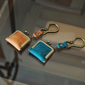 がま口リングケース ナチュラル 本革 リングケース  牛革