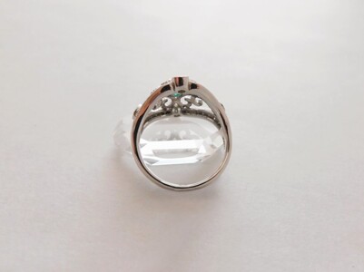 【一点もの】Pt900　パライバトルマリン（0.27ct）ダイヤモンドリング　K50　K06091-H