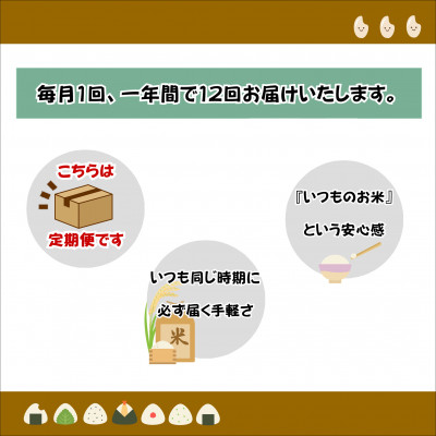 【毎月定期便】心と身体が踊りだす栽培期間出来るだけ農薬を減らして作る「かすみ米」玄米10kg全12回