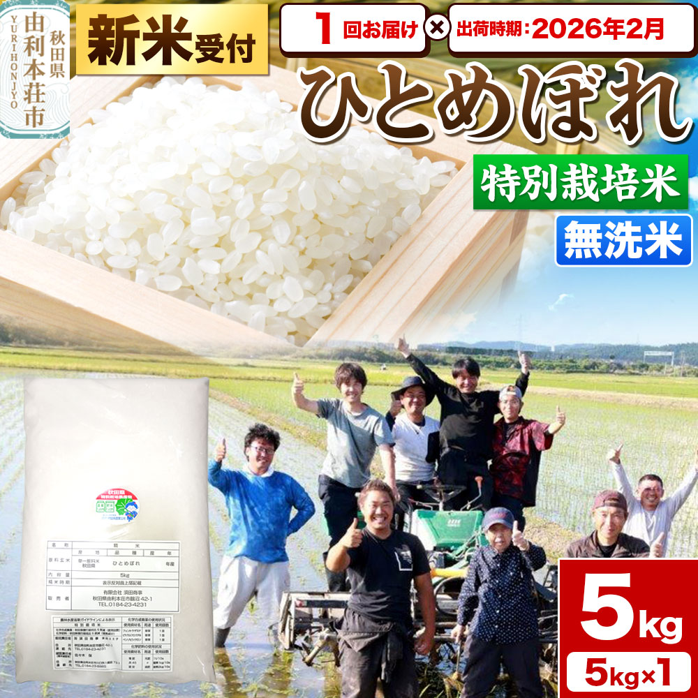 《新米受付》令和7年産【無洗米】特別栽培米 ひとめぼれ 5kg 秋田県産【2026年2月出荷】