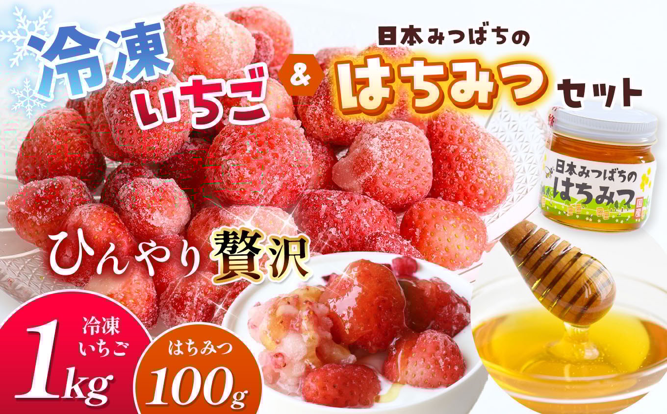 
            冷凍いちご と 日本みつばち の はちみつ セット | 果物 くだもの フルーツ いちご イチゴ 冷凍 蜂蜜 ハチミツ 国産 希少 セット 熊本県 玉名市
          