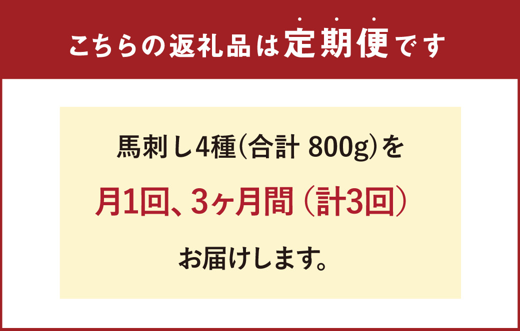 【3ヶ月定期便】熊本 馬刺し 豪華4種盛りセット