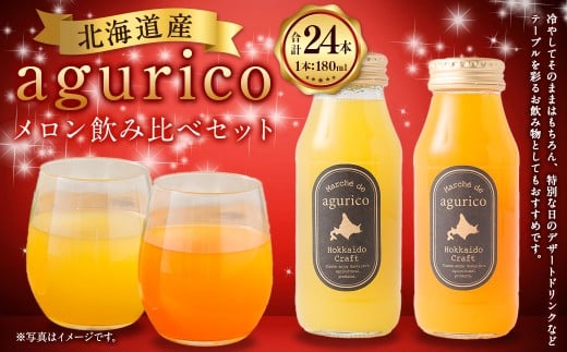 agurico メロン飲み比べセット180ml×24本 計4.32L 2種 メロンジュース ジュース キングメルティー フルーツ 果物 北海道 浦臼町