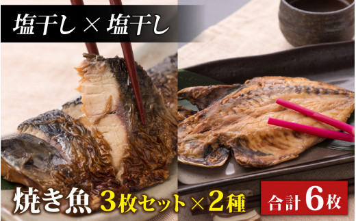 【塩干し×塩干し】丸ごと骨まで食べられる焼き魚 3枚セット×2種 [A-088023_01_01]