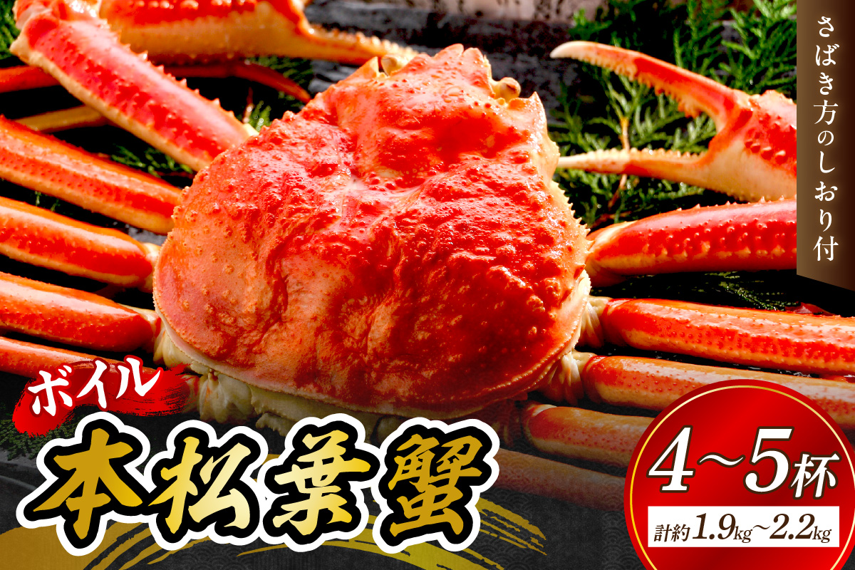 【 国産日本海の松葉蟹をボイルでお届け！ 】 【先行予約】本松葉蟹 4～5杯（タグ付き）＜12月10日～2月末までのお届け＞ 国産 魚介類 魚貝類 海の幸 カニ クリスマス 年内配送 年末年始配 【097_0685】