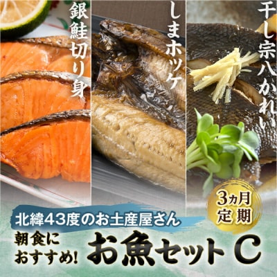 【3ヵ月定期】北緯43度のお土産屋さん 朝食におすすめ!お魚セットC  F21H-513