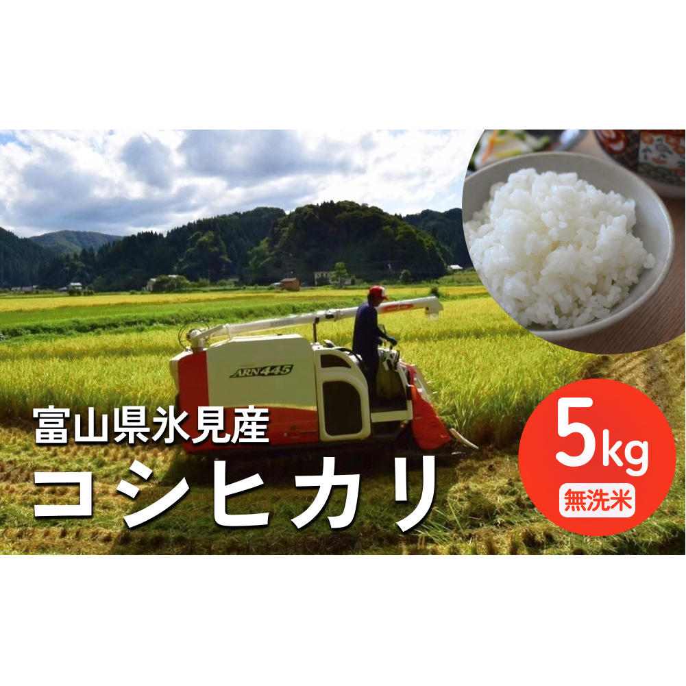 令和7年産 富山県氷見産 コシヒカリ 無洗米 5kg ＜2025年10月中旬以降順次発送＞ 富山県 氷見市 米 こしひかり