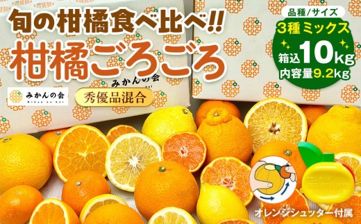 
                  旬の柑橘食べ比べ 柑橘ごろごろ 3種 箱込 10kg(内容量約 9.2kg) 秀品 優品 混合 和歌山県産 産地直送【みかんの会】
                