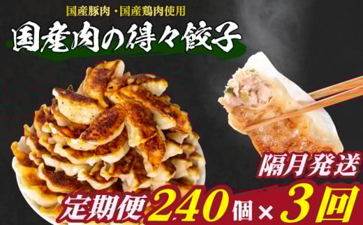 訳あり 国産肉の得々餃子 3回 隔月 定期便 240個 20個×12パック 冷凍 小分け たれ付き 大容量 ぎょうざ ギョウザ ギョーザ